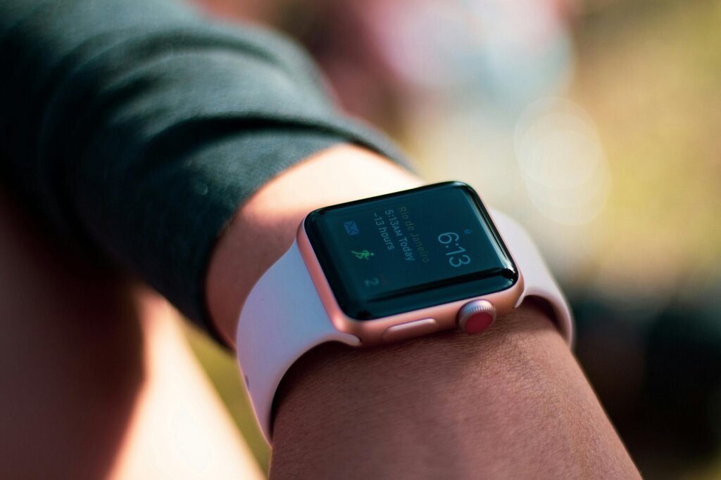 close up view of an Apple smart watch