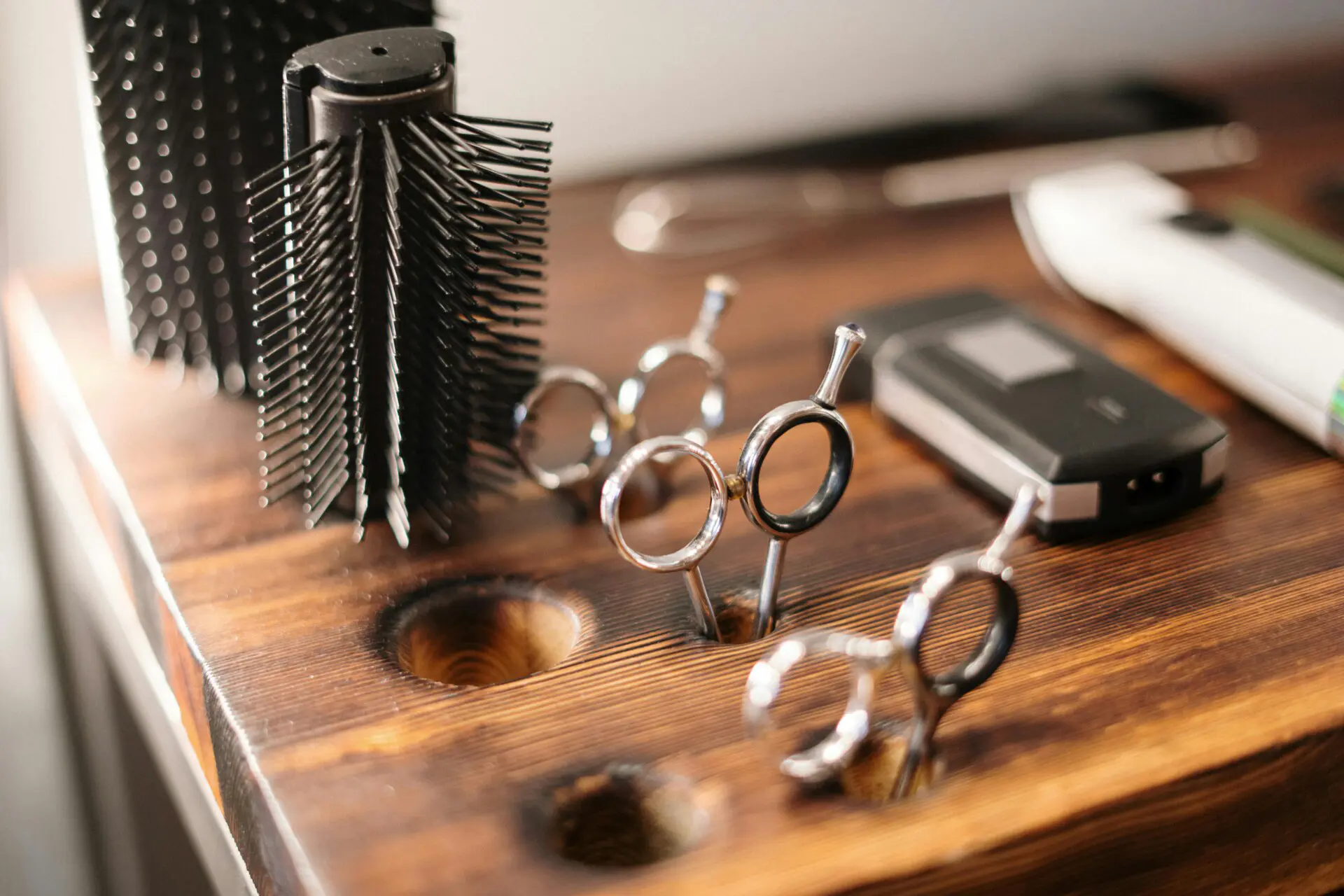 table with male hair care products